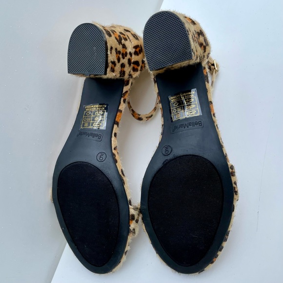 New Bella Marie Leopard Pony Hair Ankle Strap Sandals - Size 9 - Picture 6 of 6